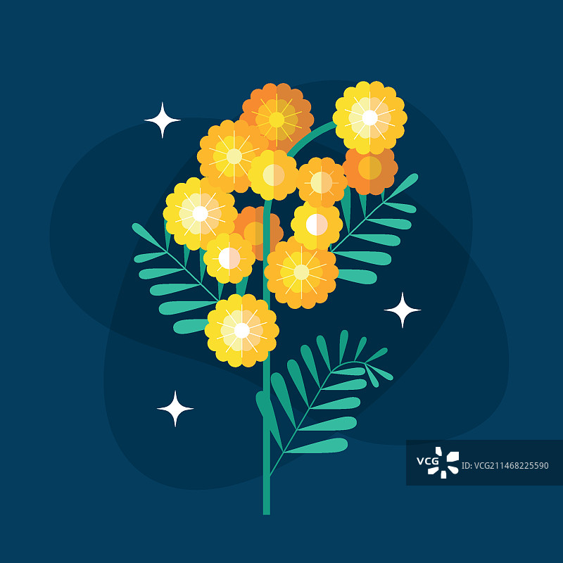 手绘扁平风含羞草插画图片素材