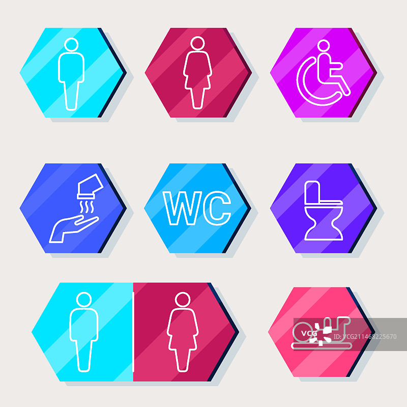 扁平风格卫生间图标设计图片素材