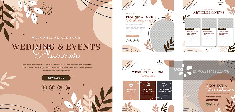 扁平风格婚礼策划模板图片素材