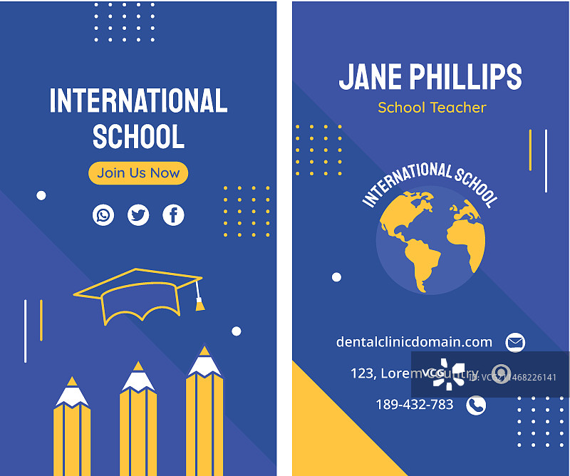 扁平风格简约国际学校模板图片素材