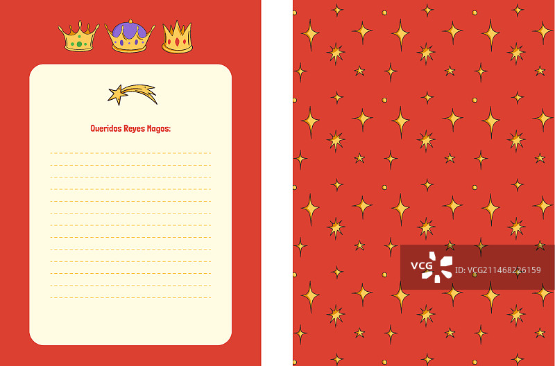 手绘东方三博士信件模板图片素材