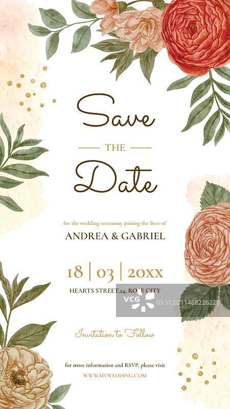 水彩婚礼电子请柬图片素材