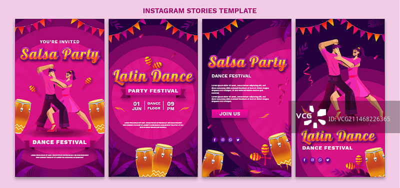 拉丁舞会渐变模板图片素材