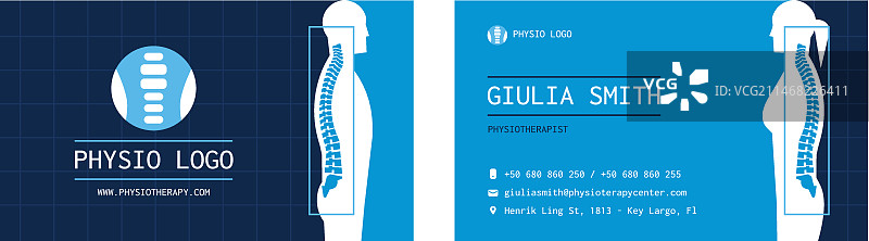 扁平风理疗师简约横版名片模板图片素材