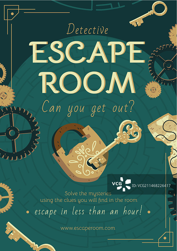 密室逃脱竖版海报模板图片素材