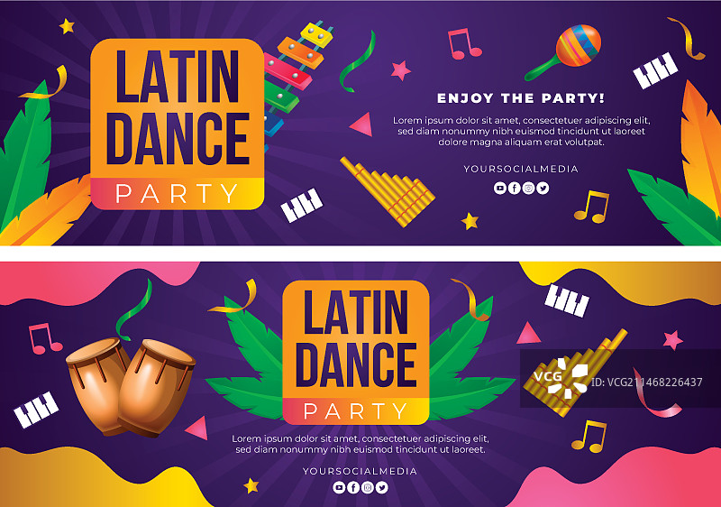拉丁舞会渐变模板图片素材