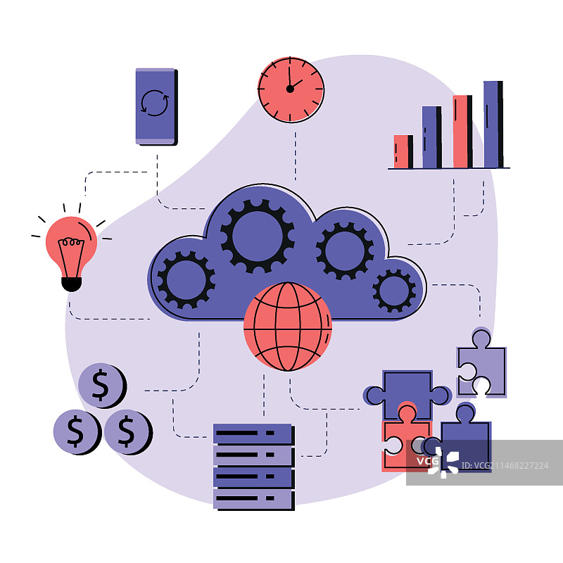 手绘扁平风格SaaS插画图片素材