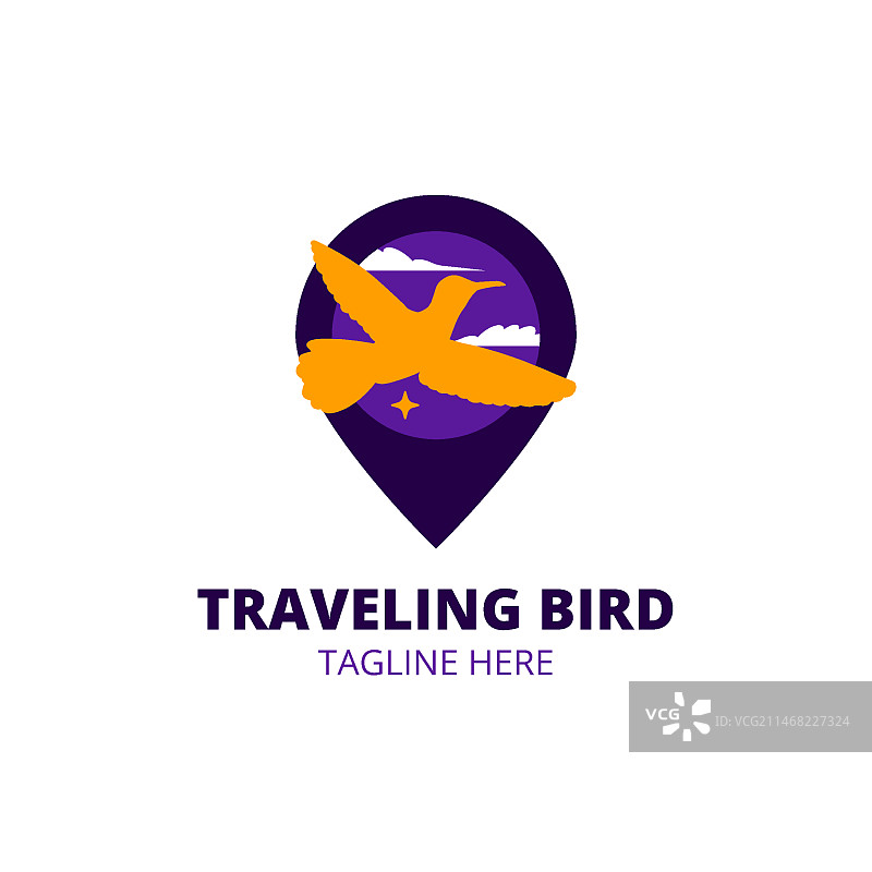 扁平风格蜂鸟logo模板图片素材