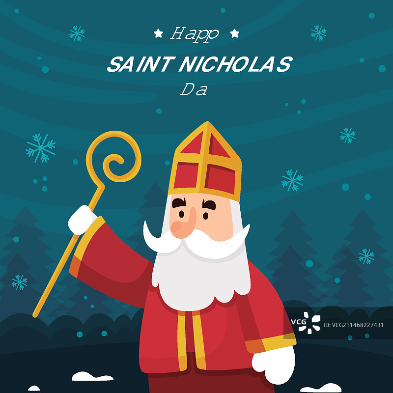 手绘圣尼古拉斯节图片素材