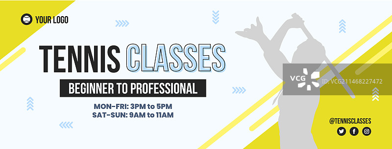 扁平风格的网球比赛Facebook封面图片素材