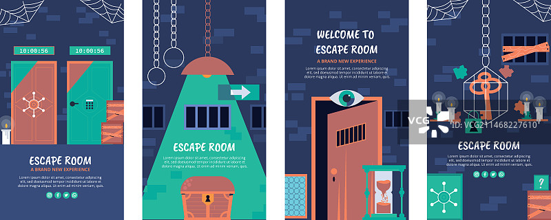 扁平风格密室逃脱Instagram快拍图片素材