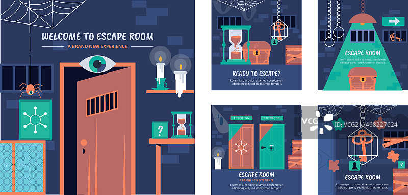 扁平风格密室逃脱Instagram帖子图片素材
