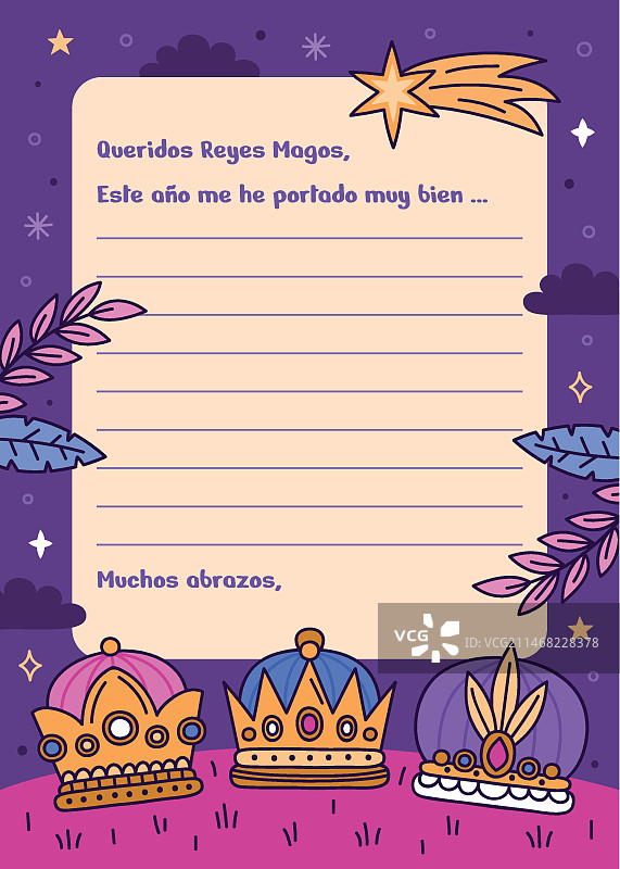 手绘东方三博士信件模板图片素材