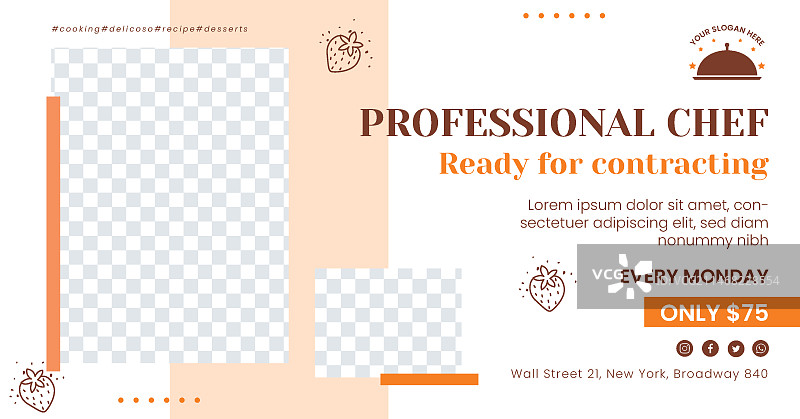 厨师职业生涯社交媒体宣传模板图片素材