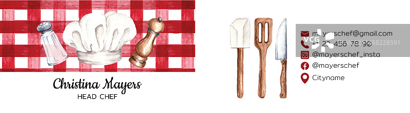 厨师职业名片横版模板图片素材