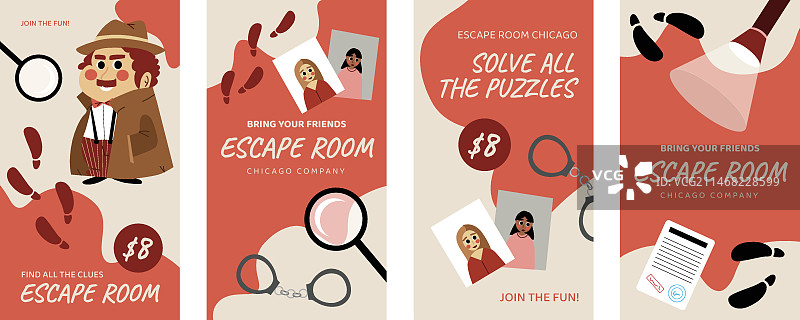 扁平风密室逃脱Instagram快拍合集图片素材