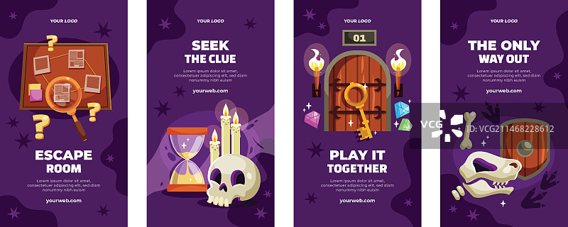 扁平风密室逃脱Instagram快拍合集图片素材