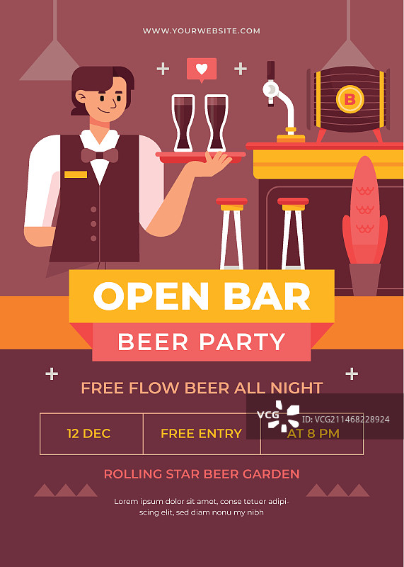 手绘啤酒吧宣传单模板图片素材