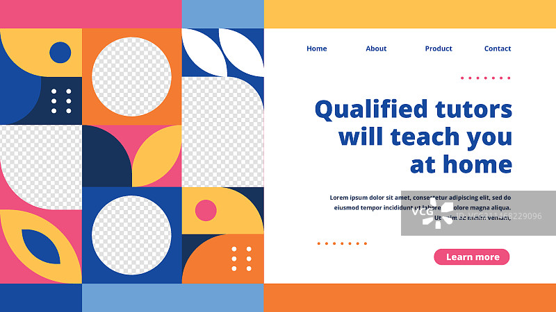 扁平风格几何登录页模板图片素材