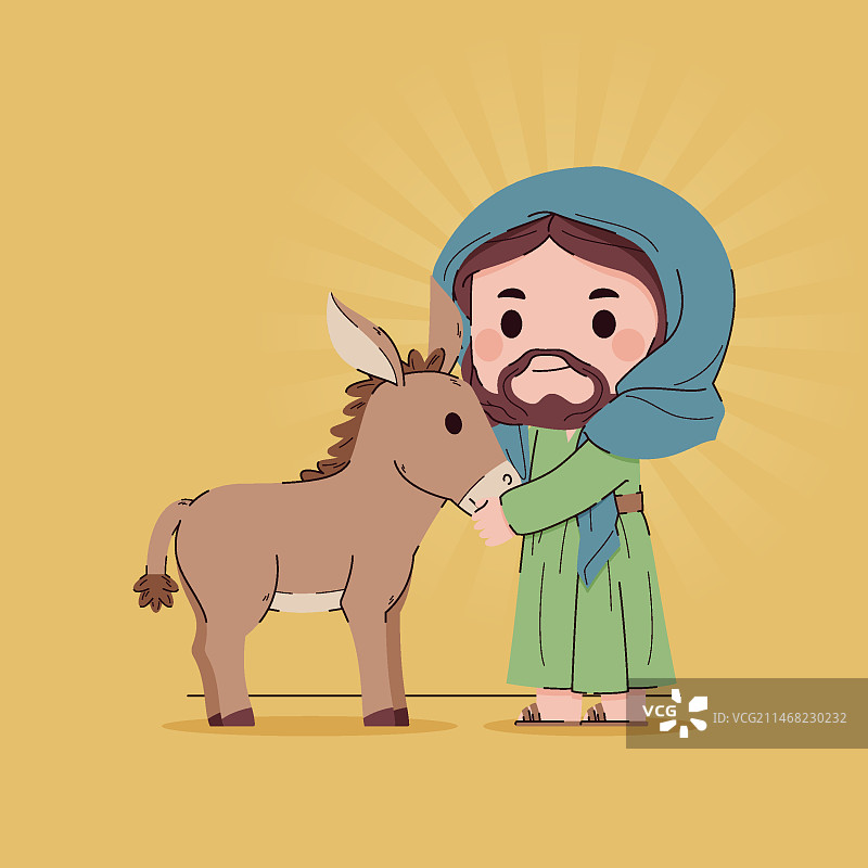 扁平风可爱耶稣插画图片素材