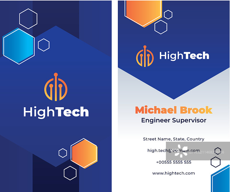 渐变科技维修竖版名片图片素材