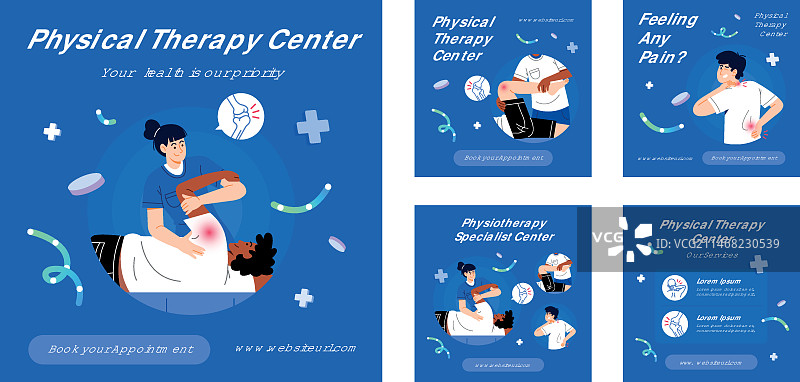 扁平风格的理疗师Instagram帖子图片素材
