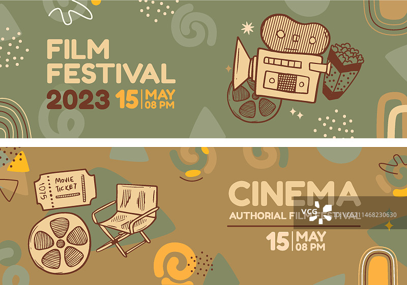 手绘电影节横幅图片素材