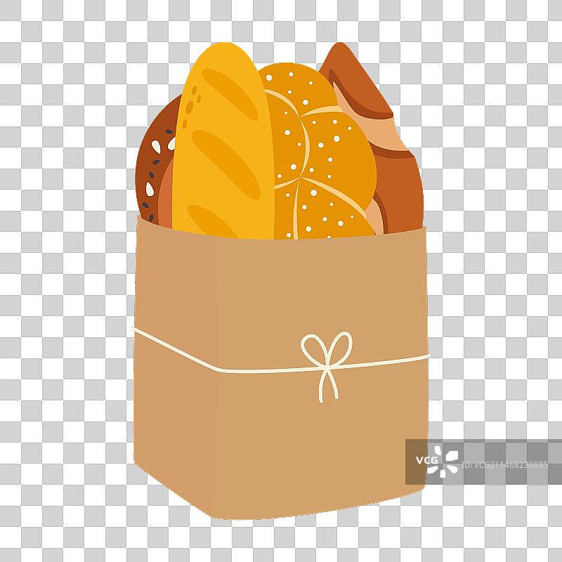 纸袋里的面包图片素材