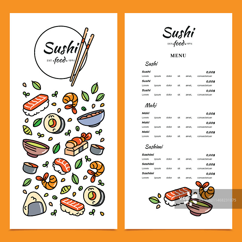 寿司餐厅菜单模板图片素材
