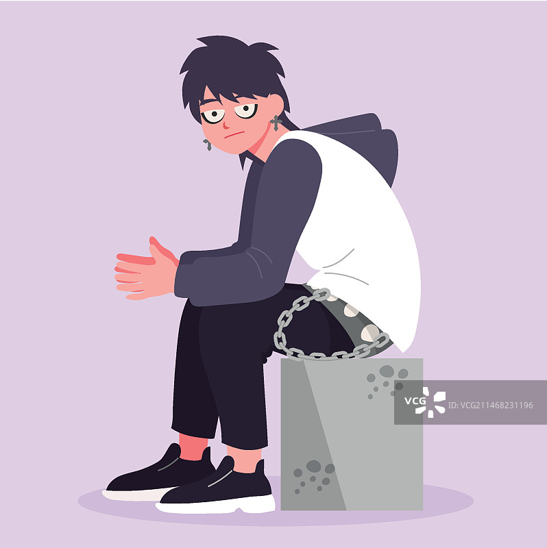 手绘emo风格人物插画图片素材