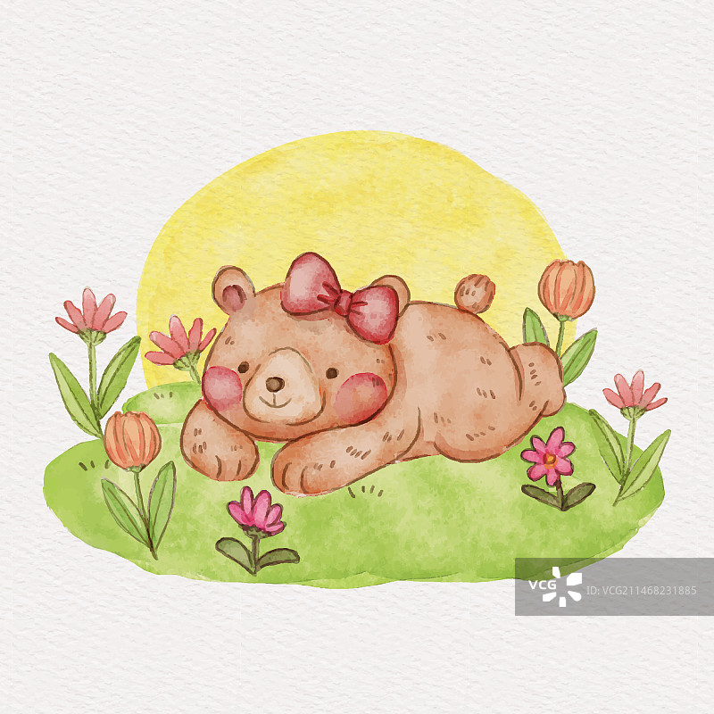 水彩母熊插画图片素材