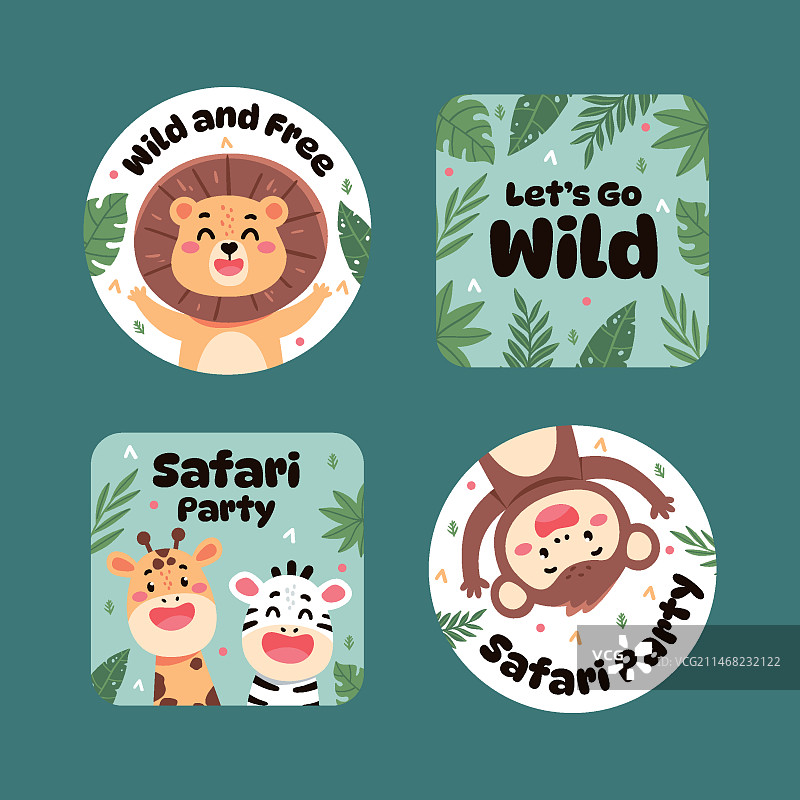 手绘Safari派对标签图片素材