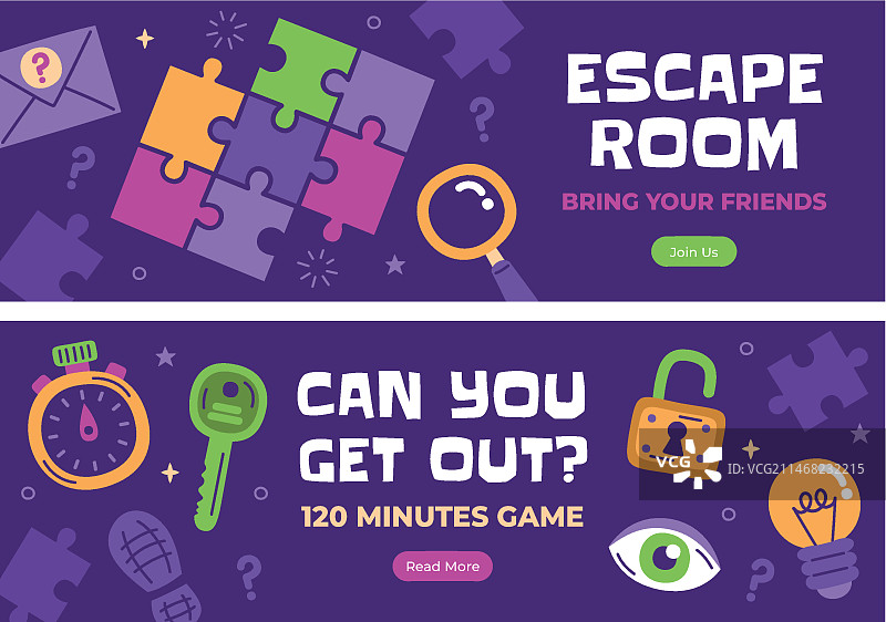 手绘密室逃脱横幅图片素材