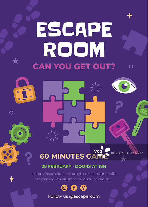 手绘密室逃脱海报图片素材