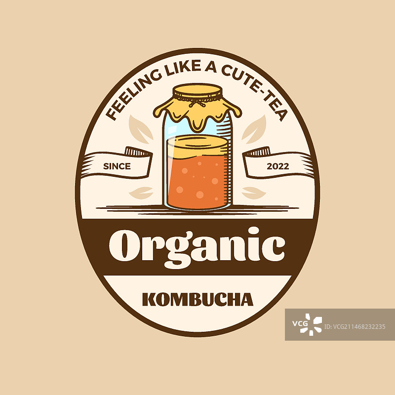 手绘红茶菌标志图片素材