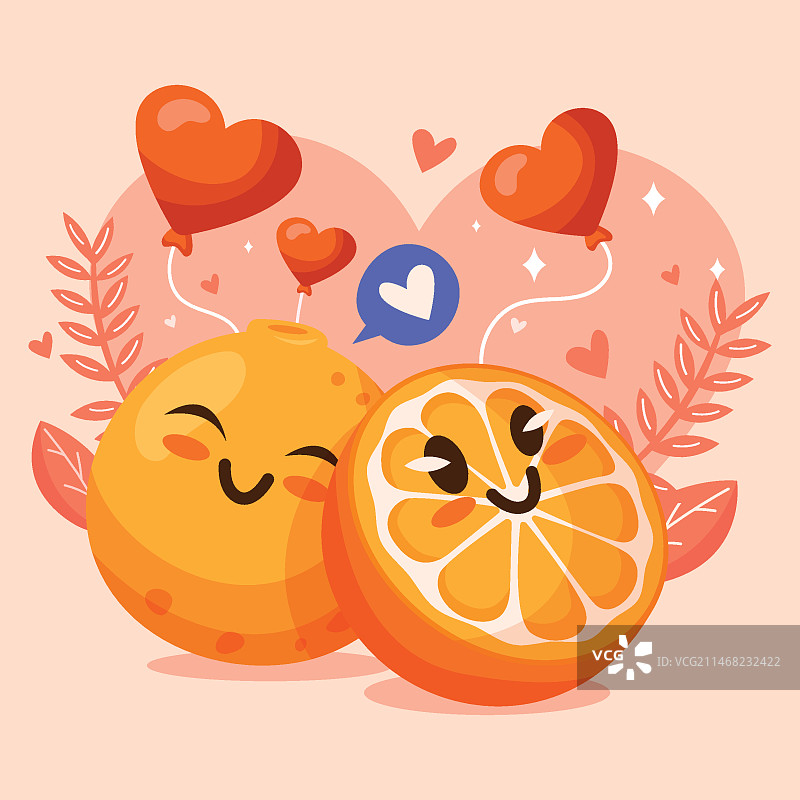 扁平风格橙子插画图片素材