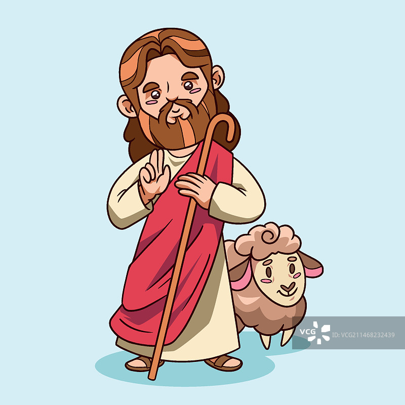 手绘可爱耶稣插画图片素材