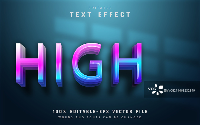 彩色渐变高文本效果图片素材