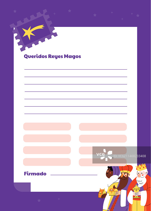 扁平风格东方三王信件模板图片素材