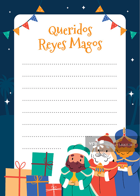 扁平风格东方三王信件模板图片素材