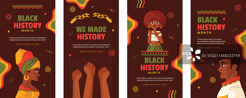 扁平黑人历史月Instagram快拍合集图片素材