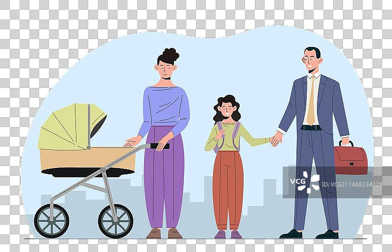 户外带着婴儿车的女人图片素材