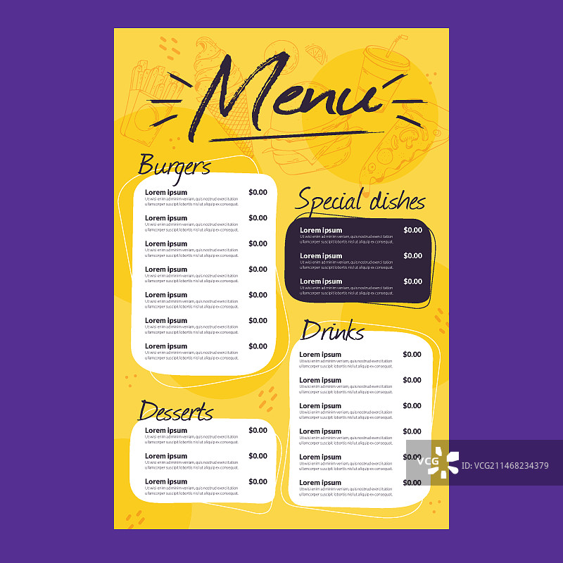 餐厅菜单模板图片素材