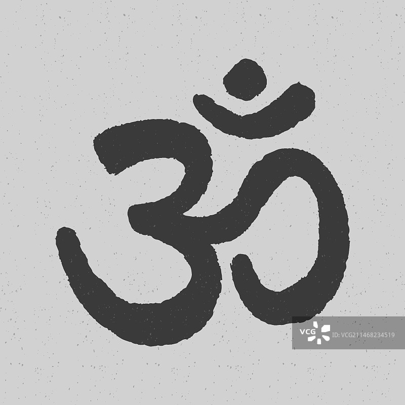 手绘扁平风“唵”字符设计图片素材