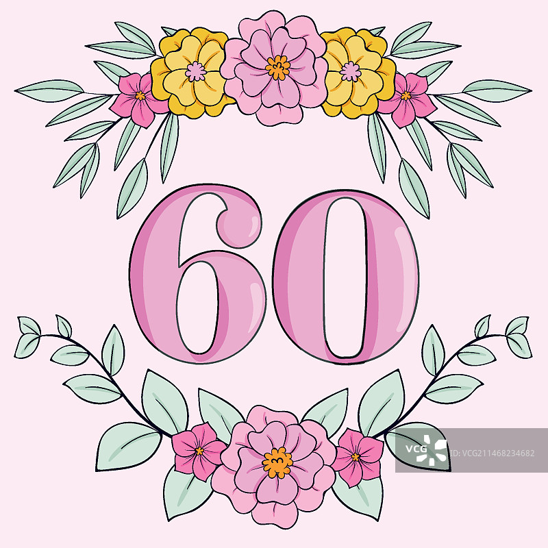 手绘60周年纪念卡图片素材