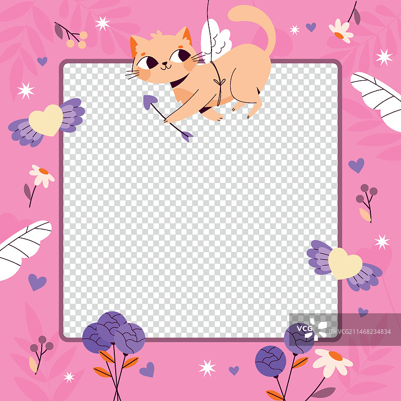 手绘爱心相框设计图片素材