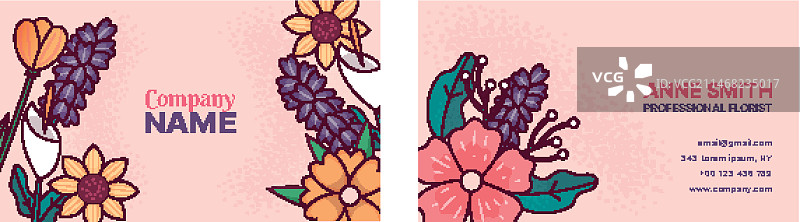 手绘花店横版名片图片素材