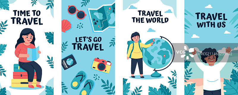 手绘旅行概念Instagram快拍模板图片素材