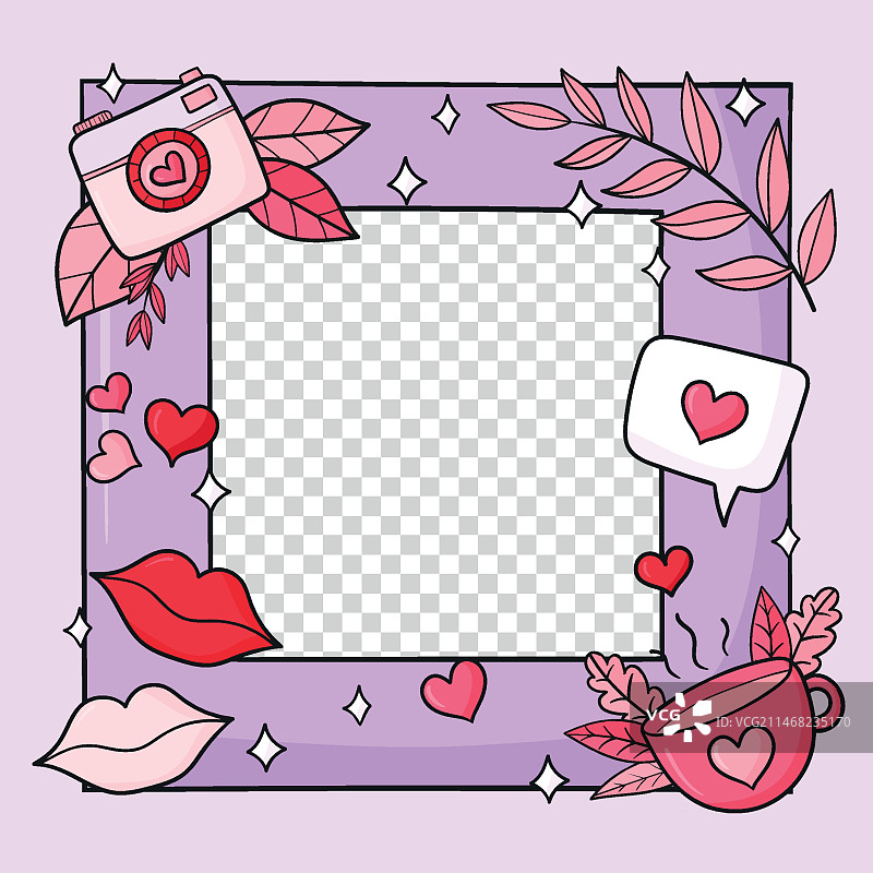 手绘爱心相框模板图片素材
