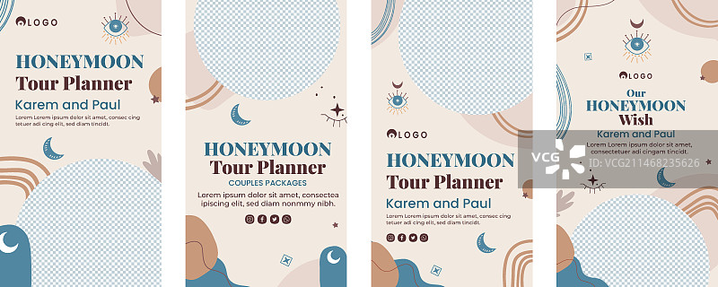 手绘波西米亚蜜月Instagram快拍图片素材